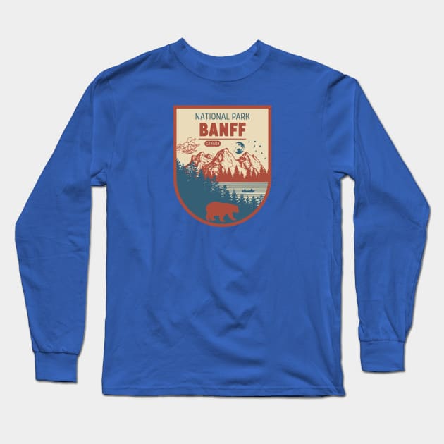 Retro Banff National Park Long Sleeve T-Shirt by Alexander Luminova